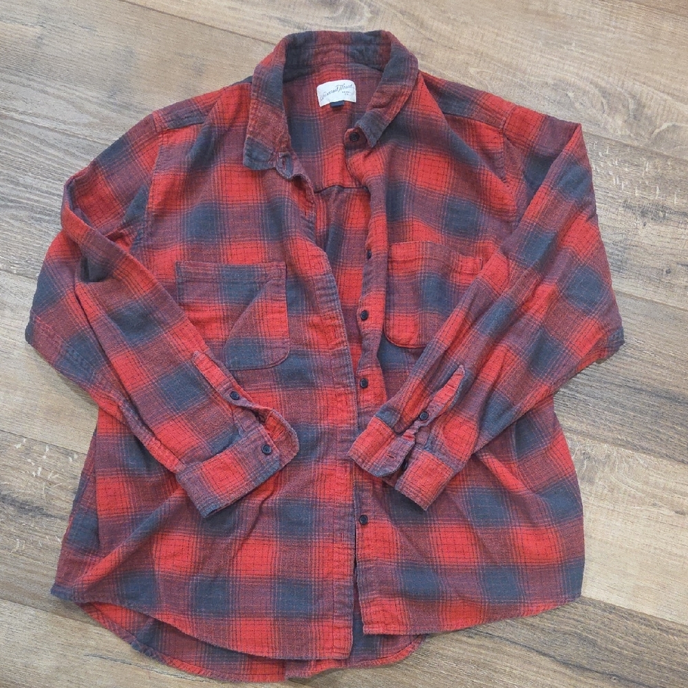 Universal Thread Red and Charcoal Checkered Shirt